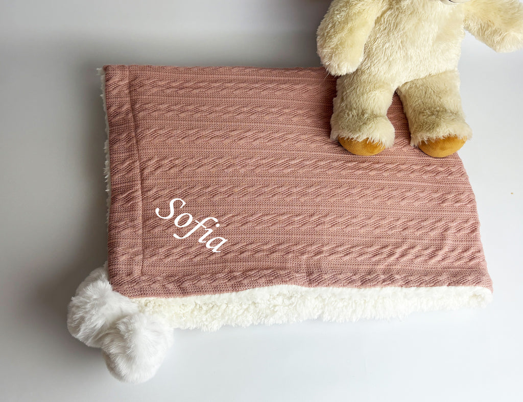 Pink baby blanket with name personalisation 1
