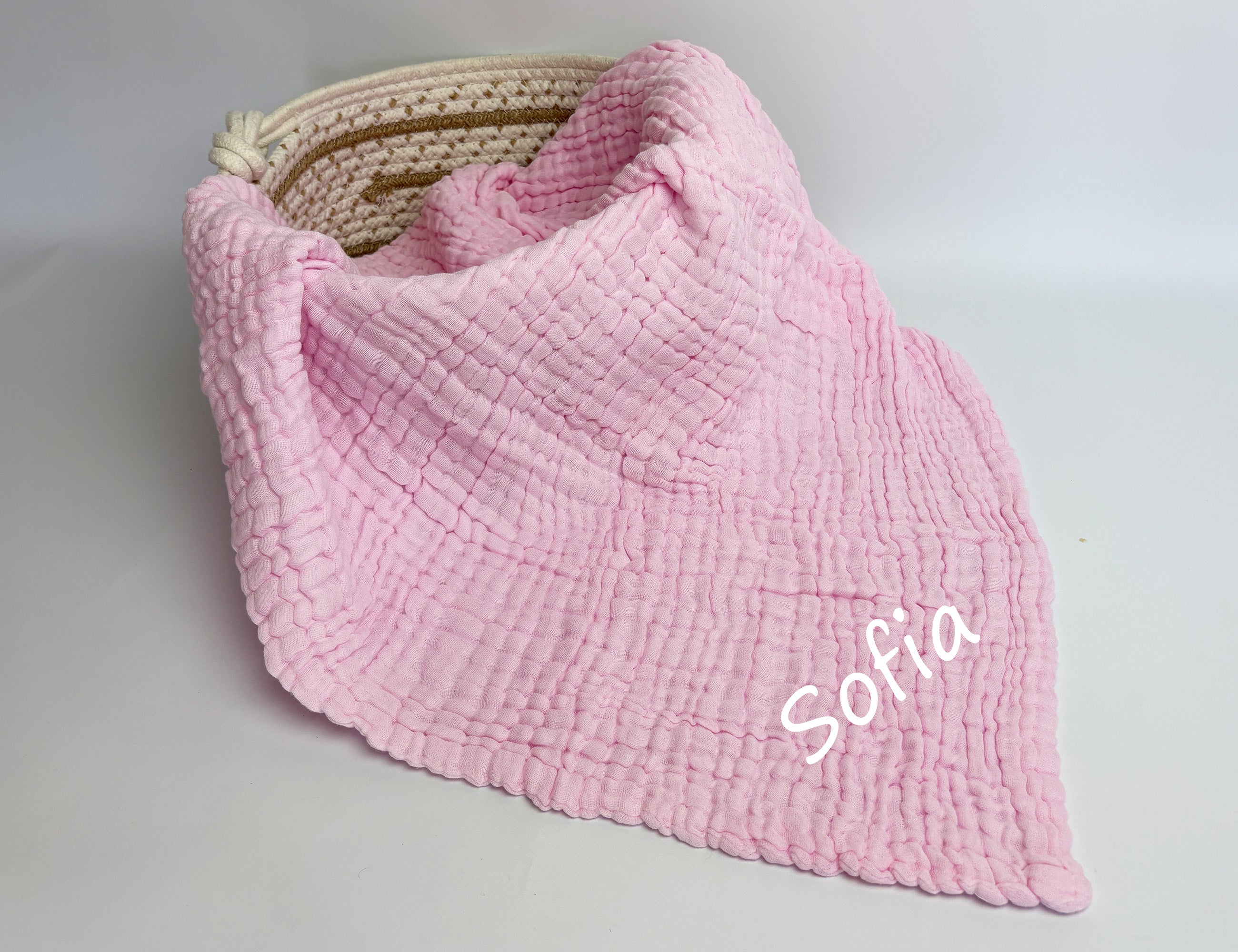 Personalised muslin baby blanket - pink - 2