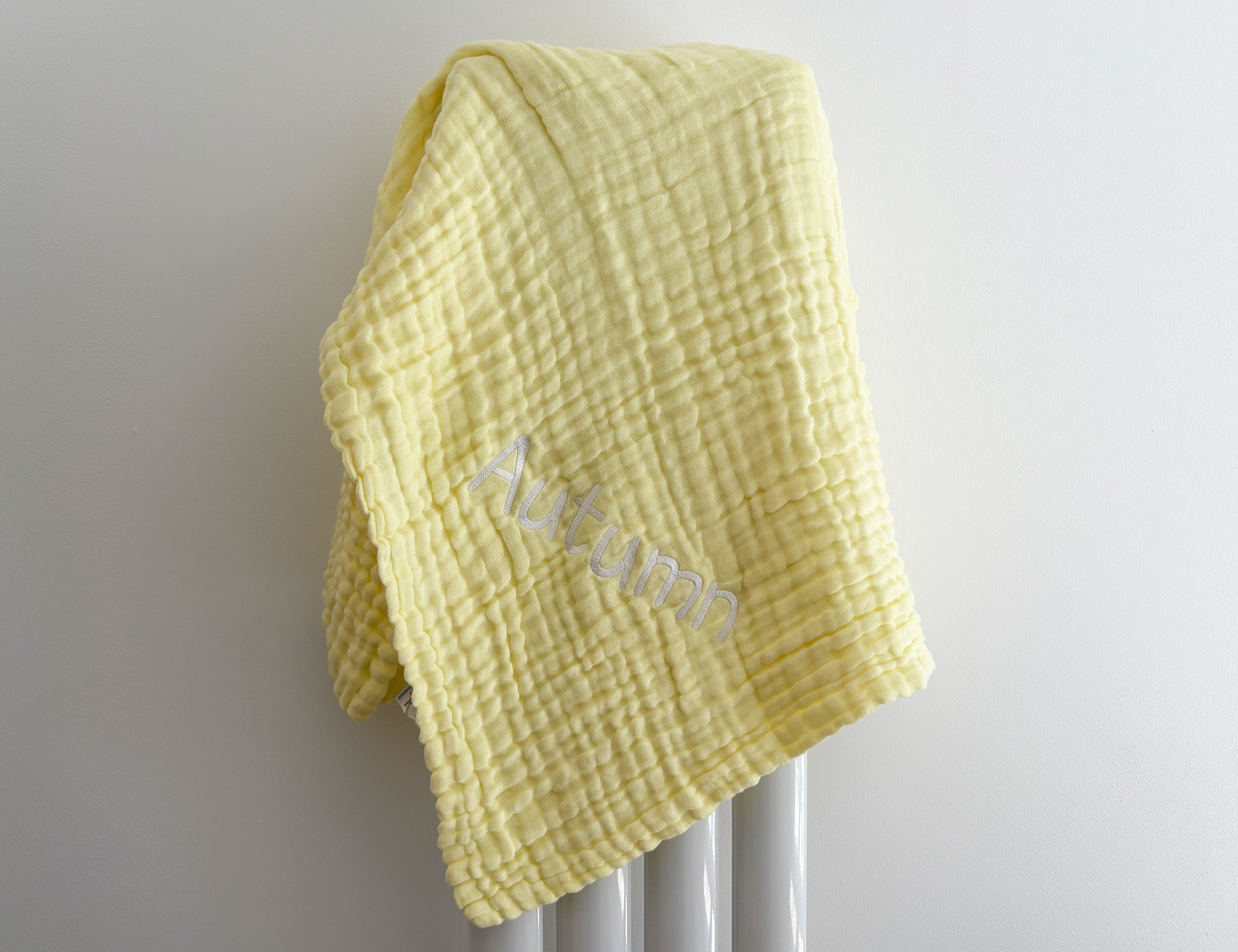 Personalised muslin baby blanket - yellow - 3