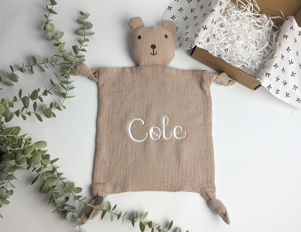 Personalised Baby Comforter - Taupe