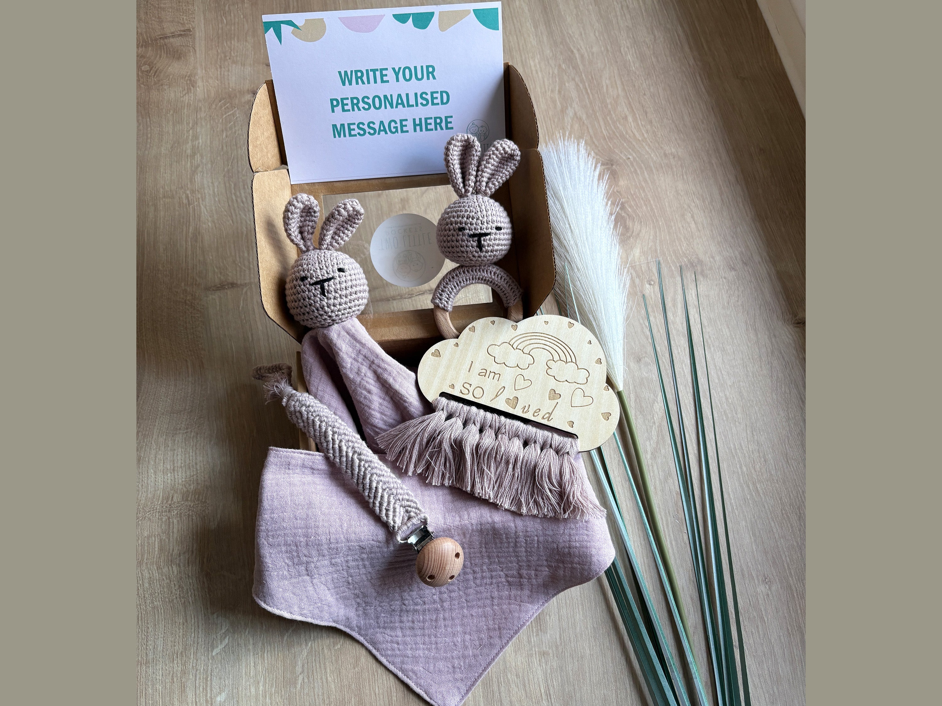 Light purple 5 piece baby gift set. Baby shower present in gift box 2