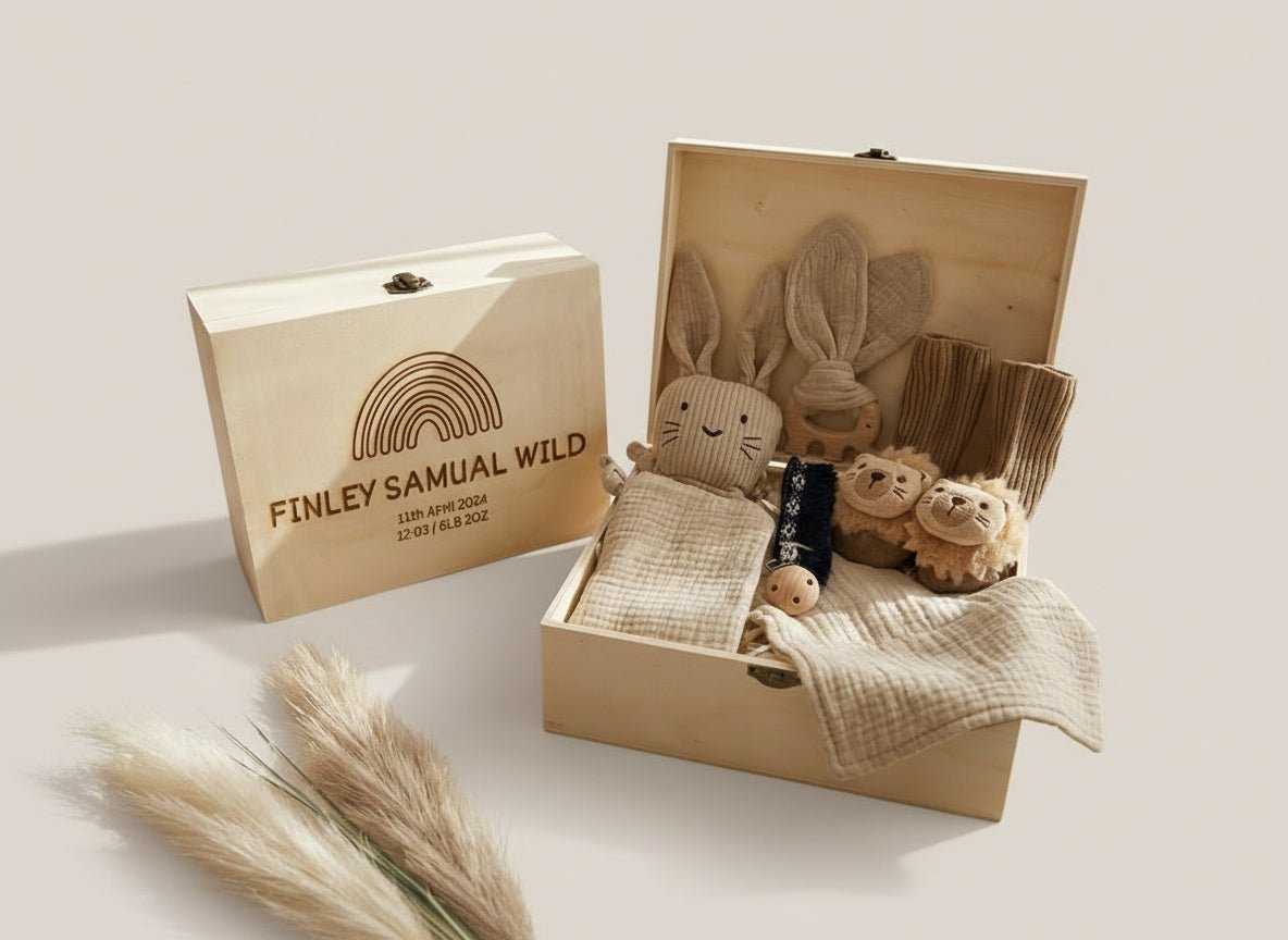 New Arrival Keepsake Box - Natural - Two Little Pockets