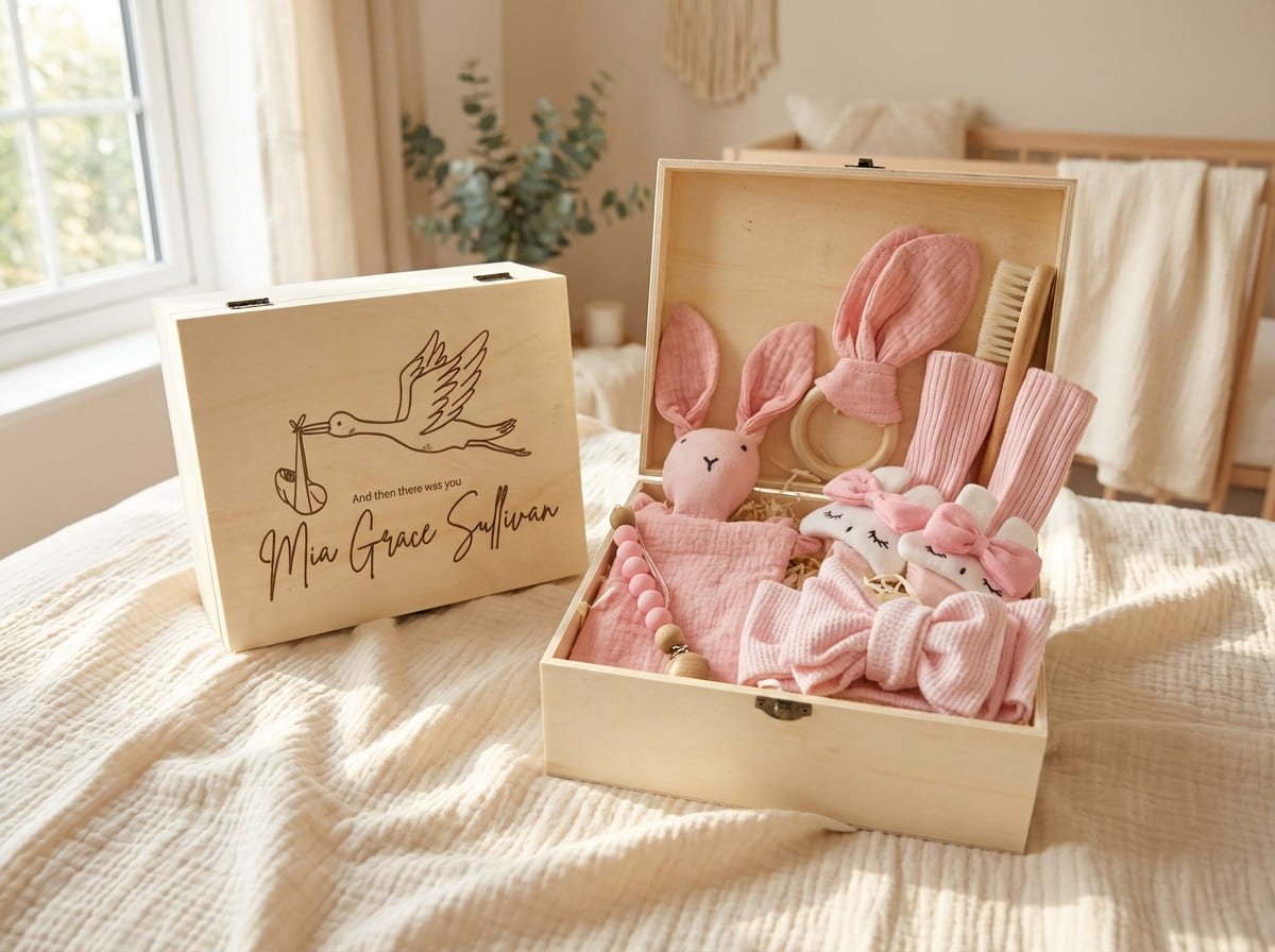 New Arrival Keepsake Box - Pink - Two Little Pockets