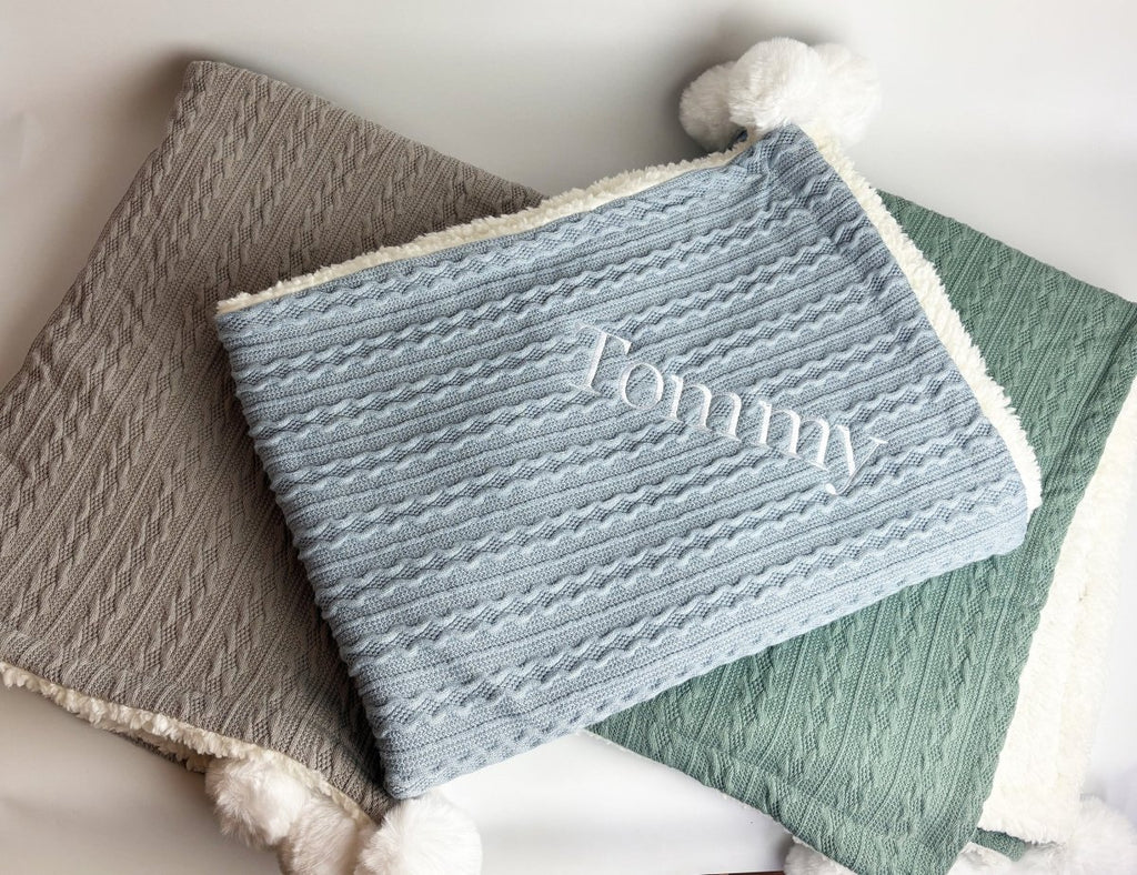 Personalised Baby Blanket - Blue - Two Little Pockets