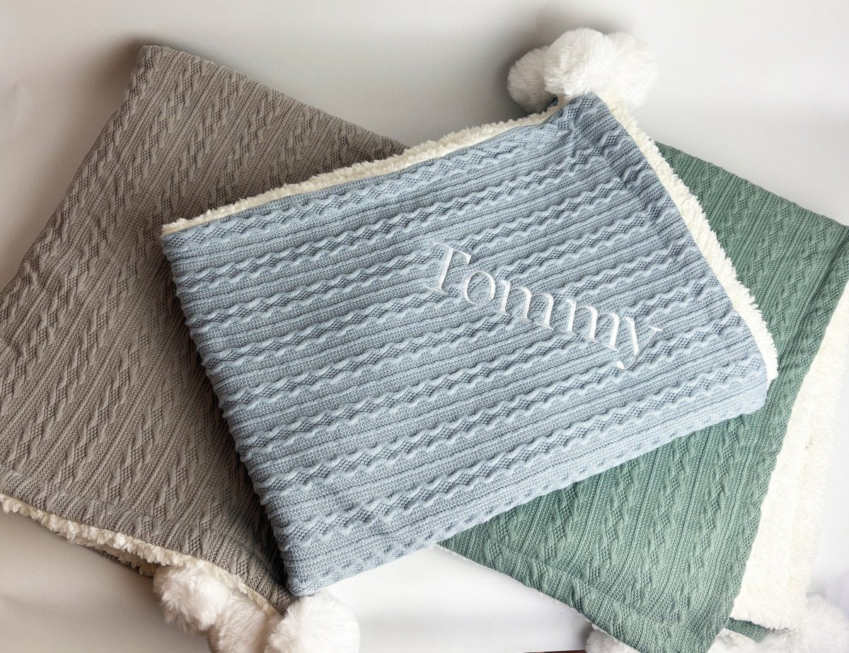 Personalised Baby Blanket - Blue - Two Little Pockets