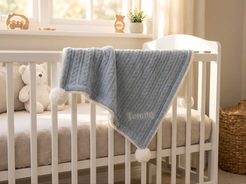 Personalised Baby Blanket - Blue - Two Little Pockets