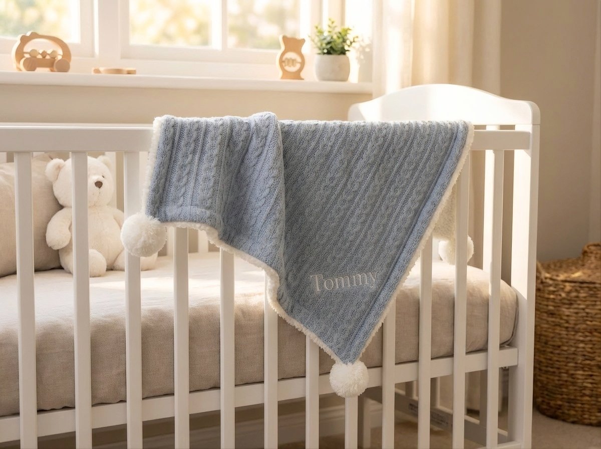 Personalised Baby Blanket - Blue - Two Little Pockets