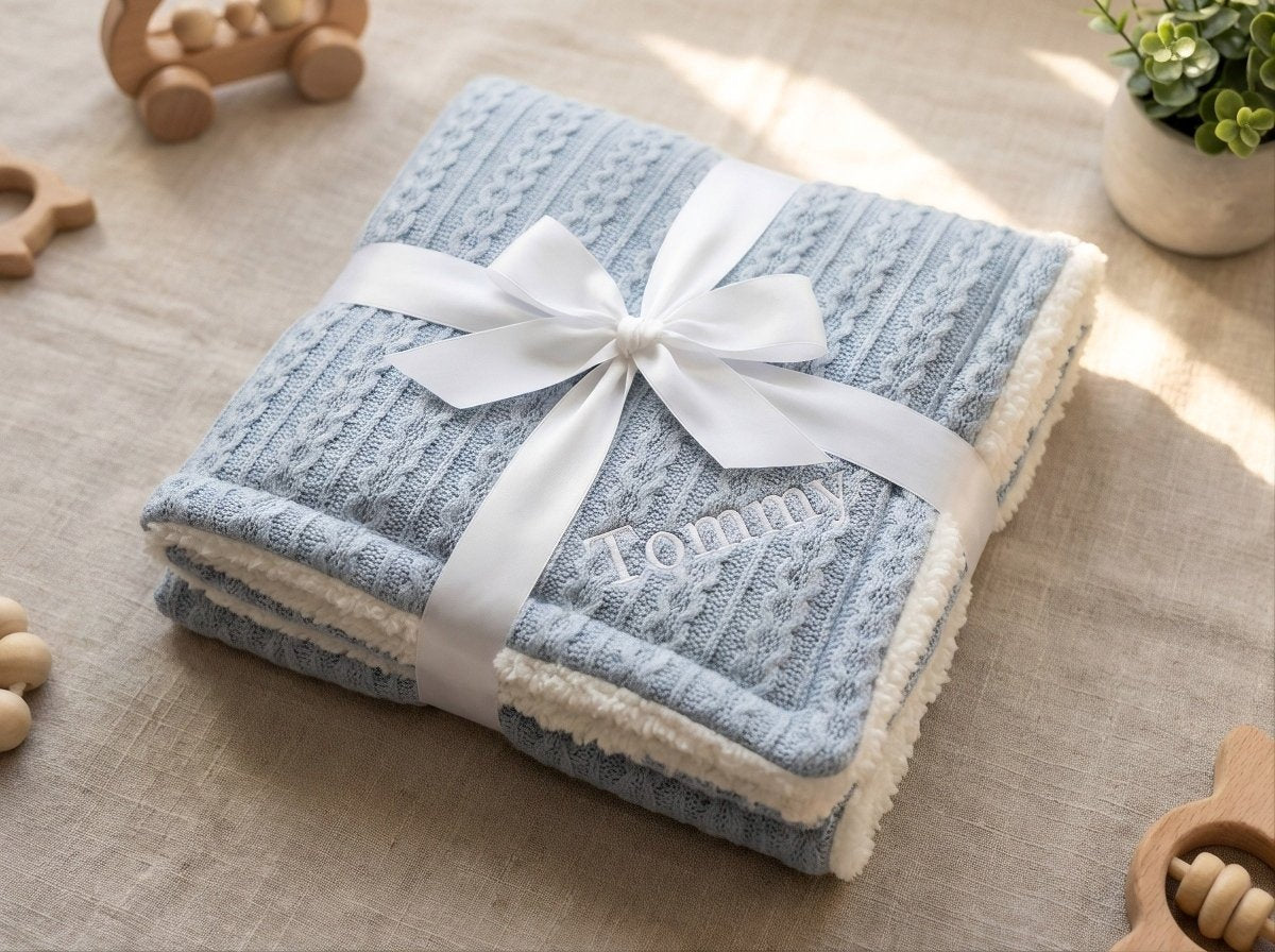 Personalised Baby Blanket - Blue - Two Little Pockets