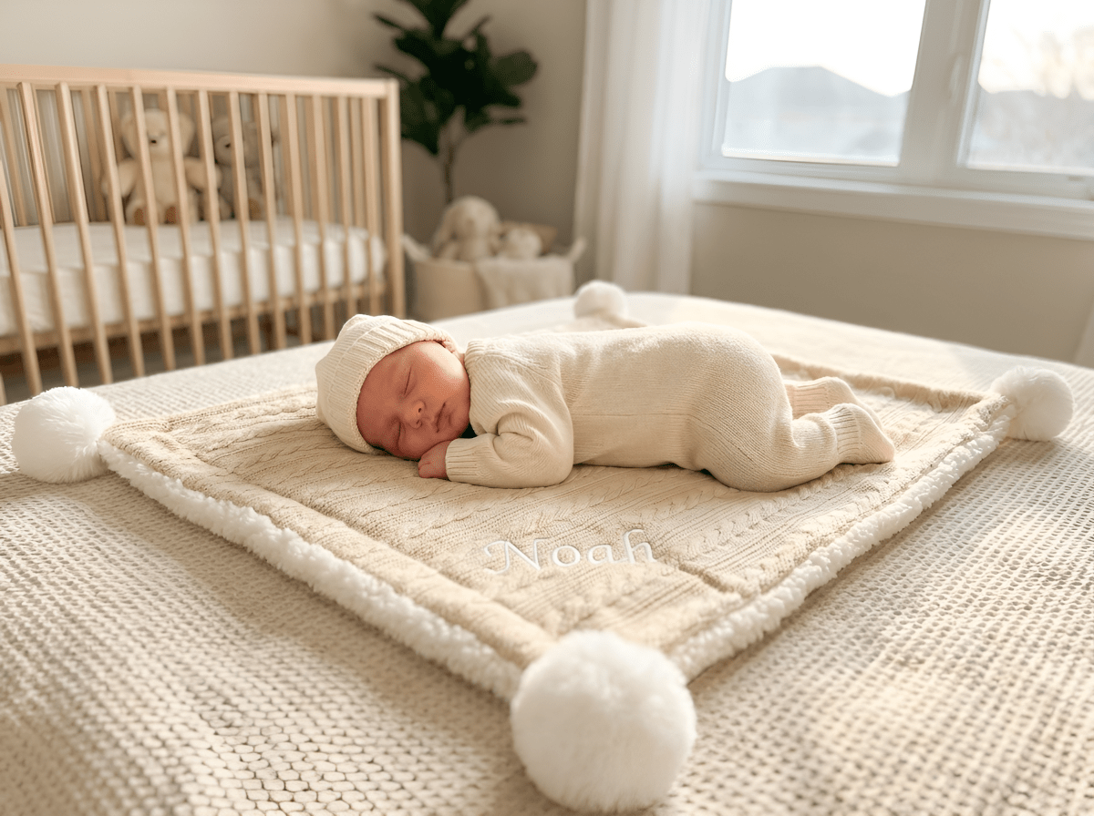 Personalised Baby Blanket - Cream - Two Little Pockets