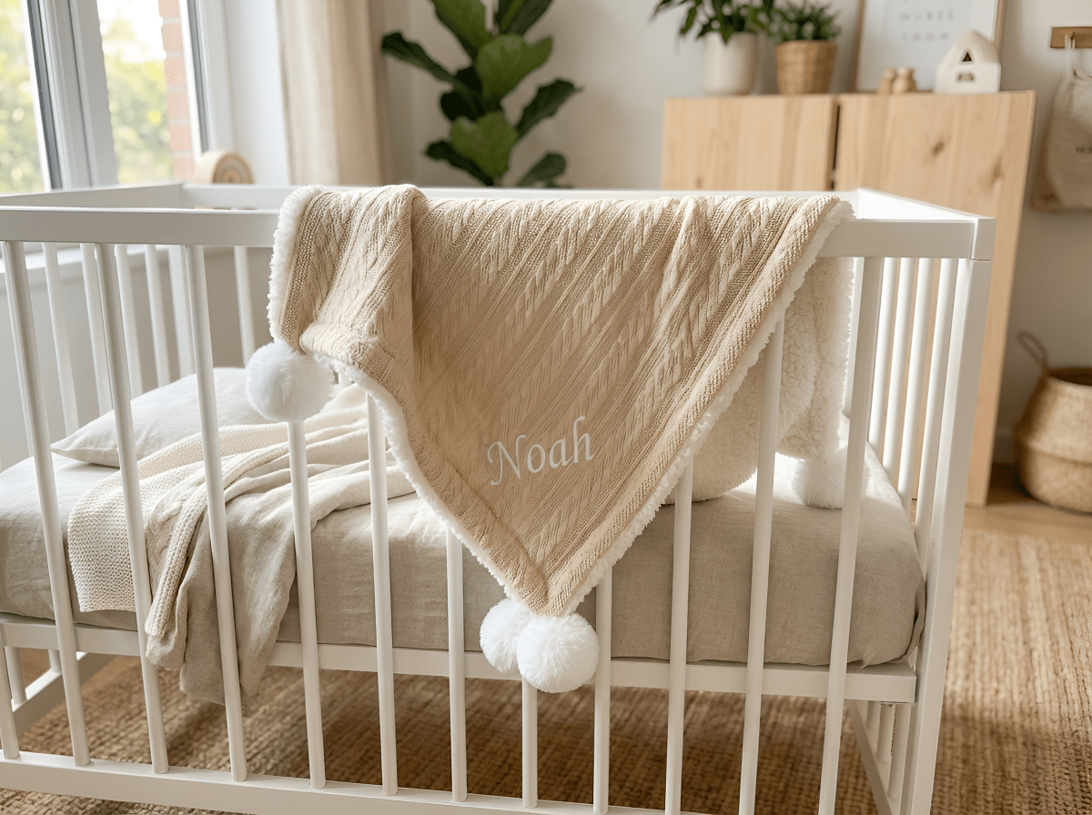 Personalised Baby Blanket - Cream - Two Little Pockets