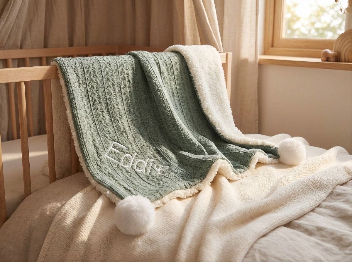 Personalised Baby Blanket - Green - Two Little Pockets
