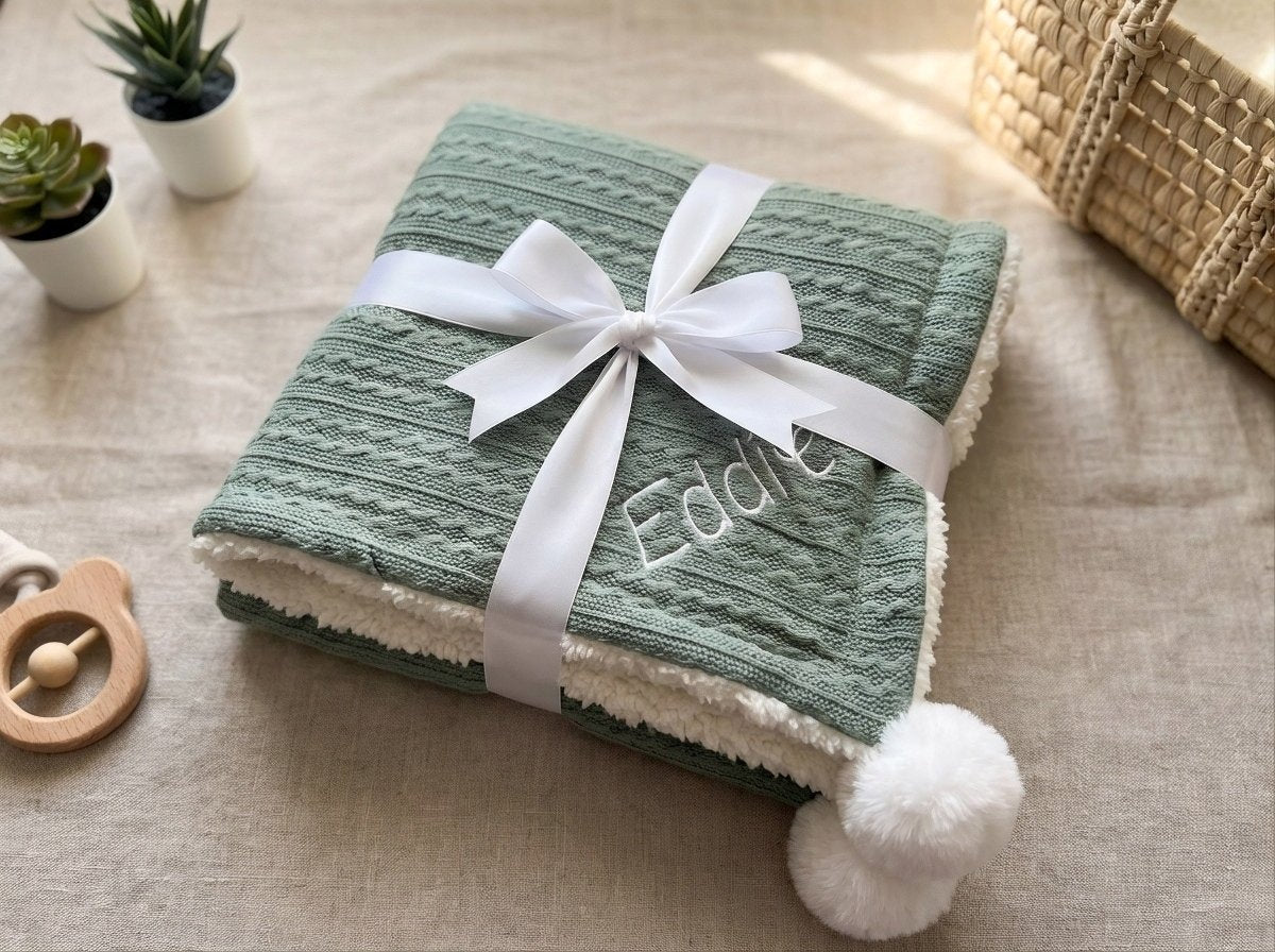 Personalised Baby Blanket - Green - Two Little Pockets