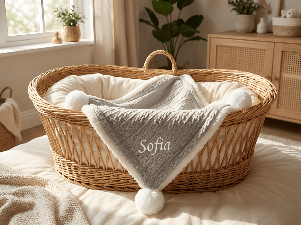 Personalised Baby Blanket - Light Grey - Two Little Pockets
