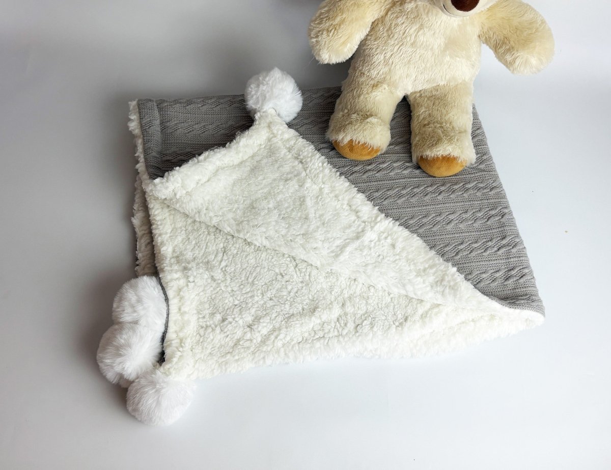 Personalised Baby Blanket - Light Grey - Two Little Pockets