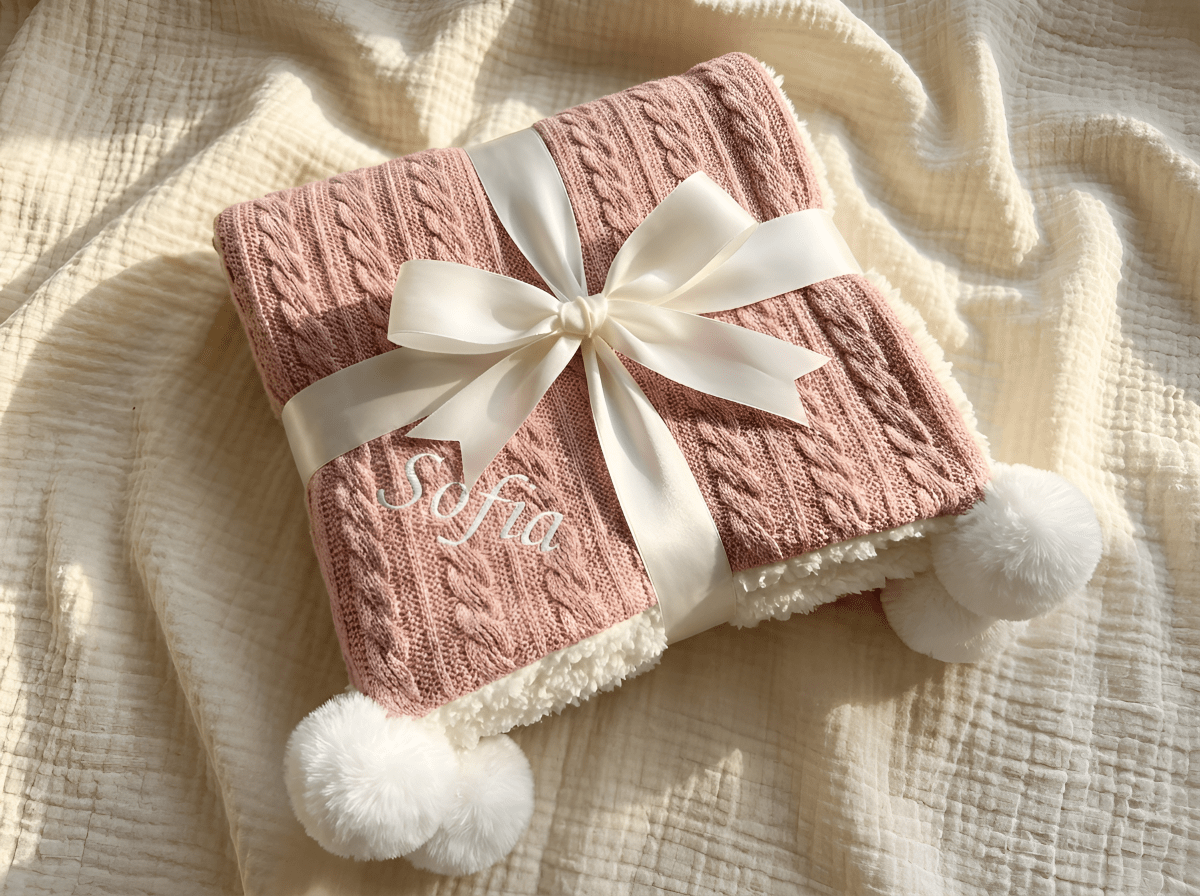 Personalised Baby Blanket - Pink - Two Little Pockets