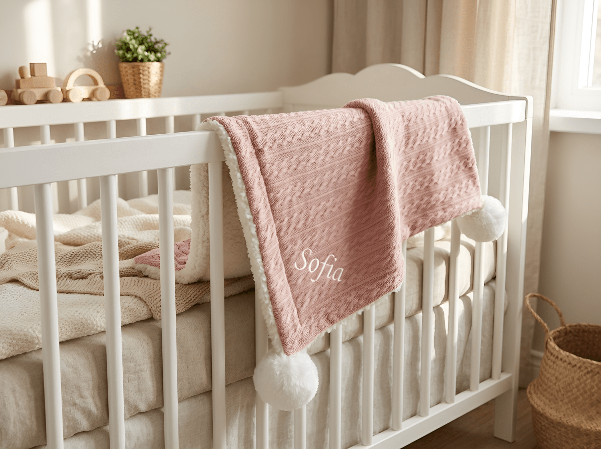 Personalised Baby Blanket - Pink - Two Little Pockets
