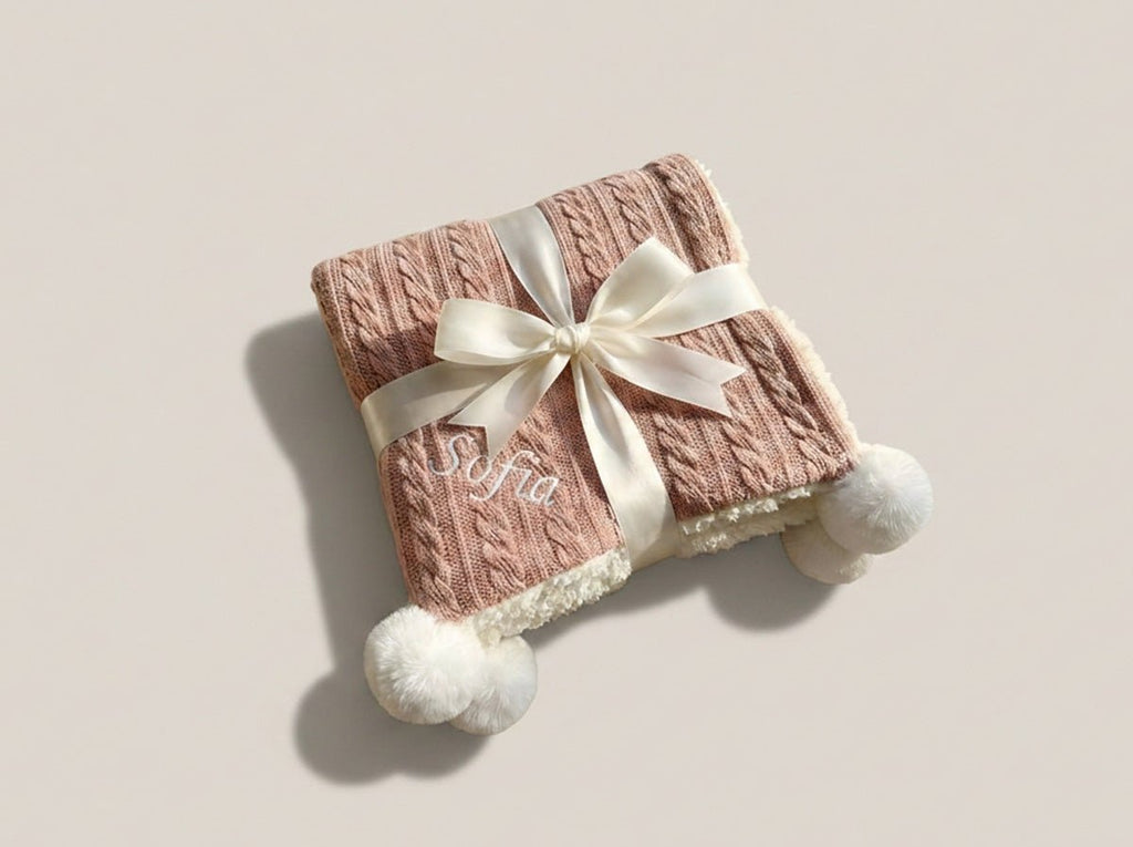 Personalised Baby Blanket - Pink - Two Little Pockets