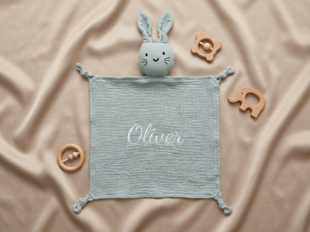 Personalised Baby Comforter - Sage Green - Two Little Pockets