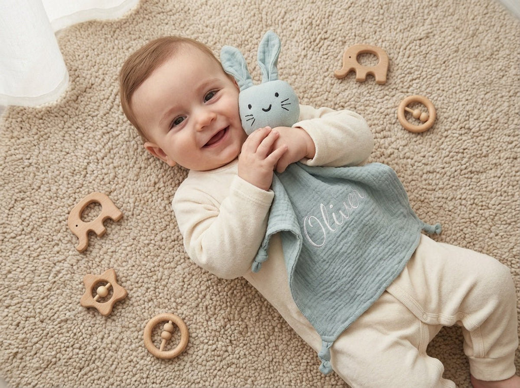 Personalised Baby Comforter - Sage Green - Two Little Pockets