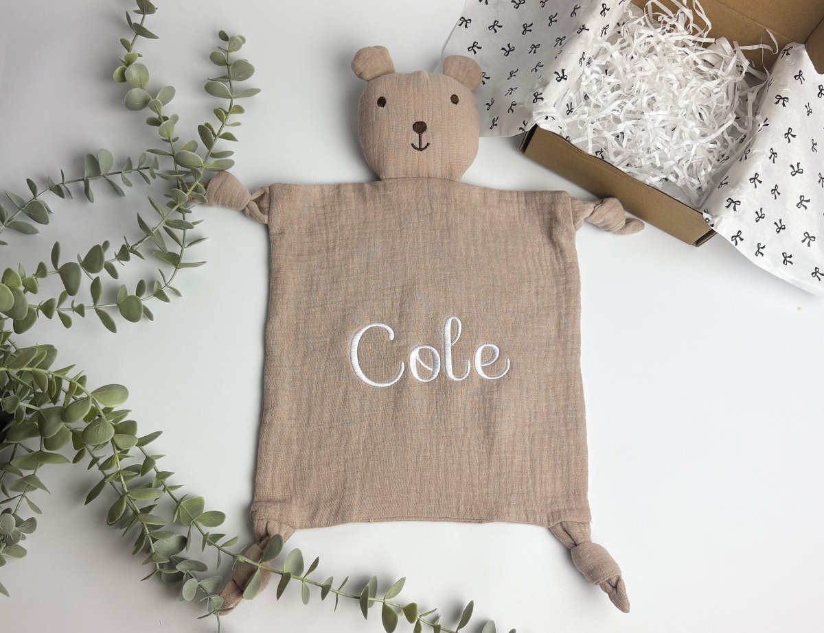 Personalised Baby Comforter - Taupe - Two Little Pockets