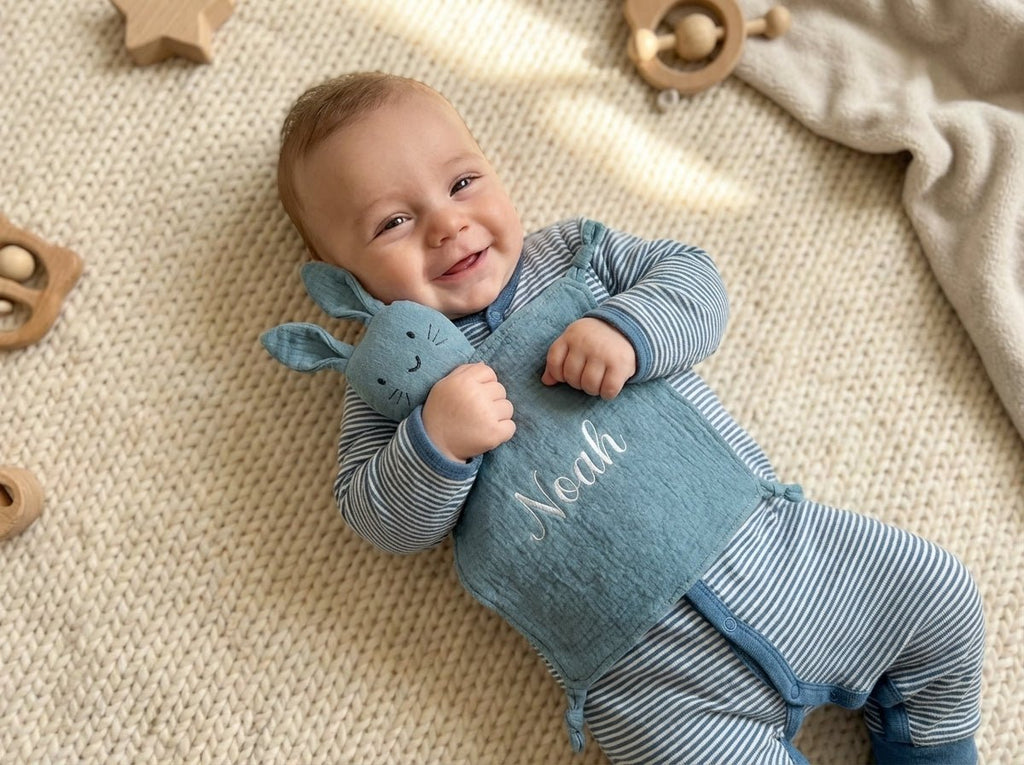Personalised Baby Comforter - Teal - Two Little Pockets