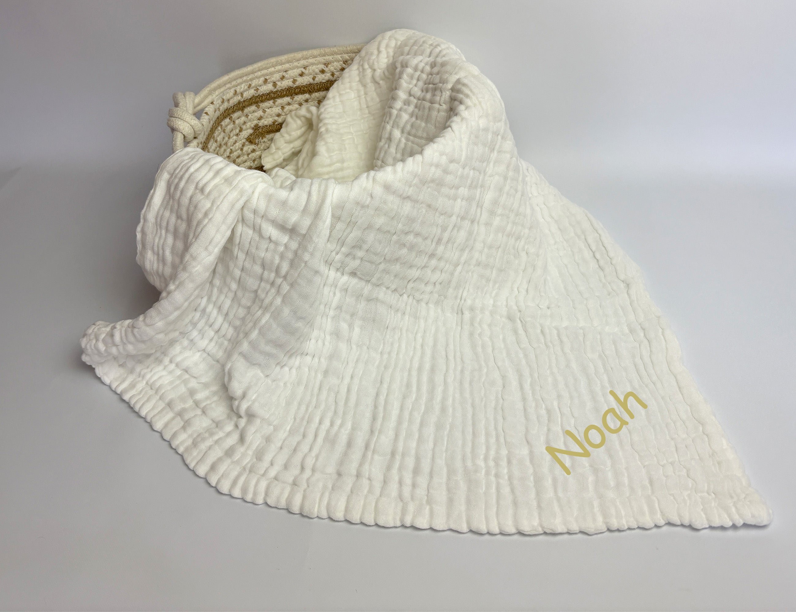 Personalised muslin baby blanket - white - 2